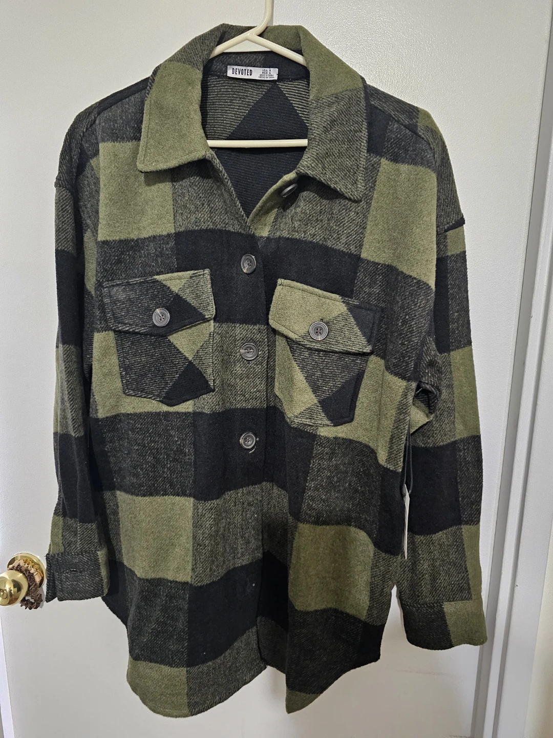 DEVOTED Women's Plain Shacket Olive/Black (M)