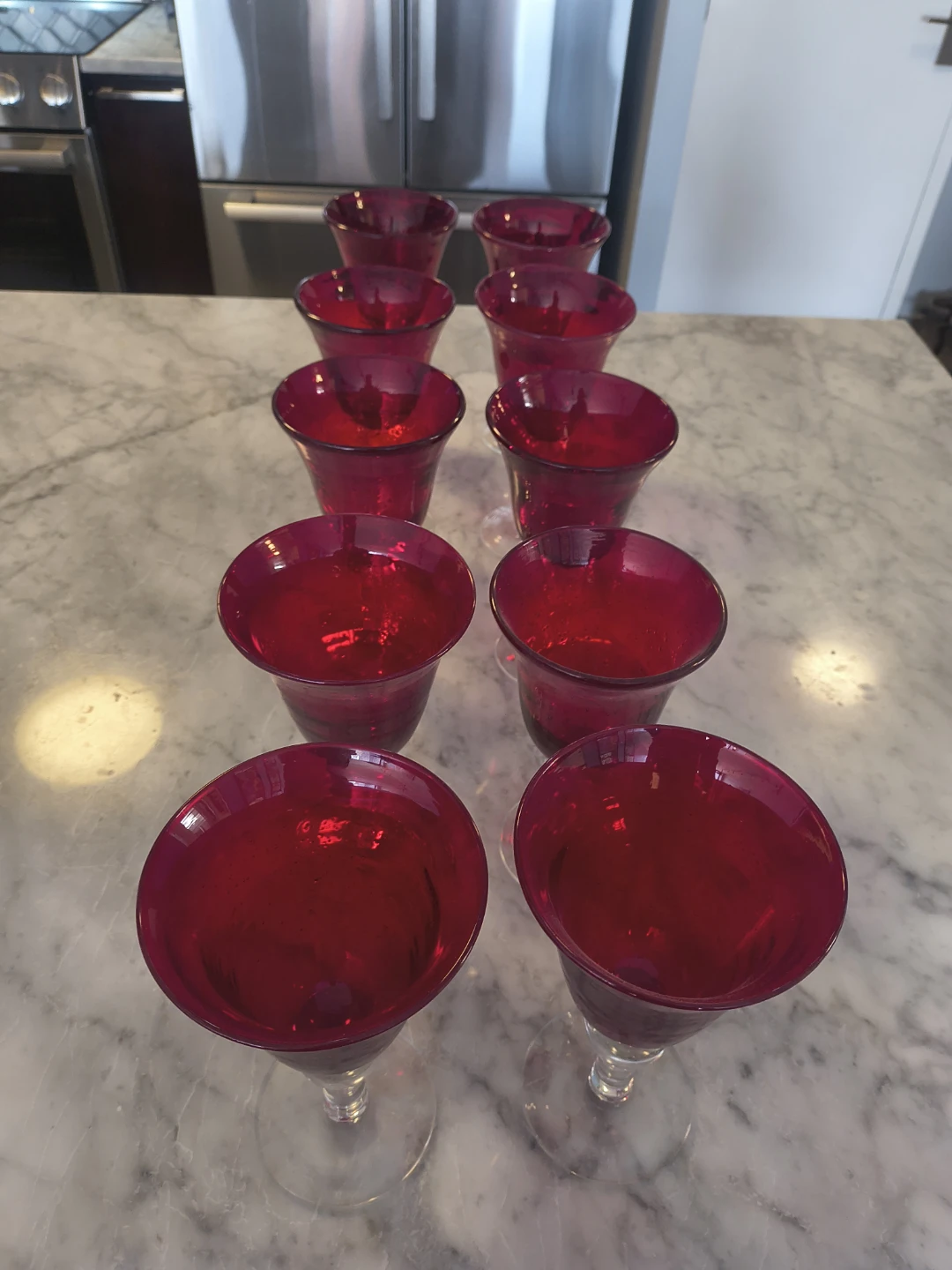 Set of 10 Red Martini Glasses - photo 2