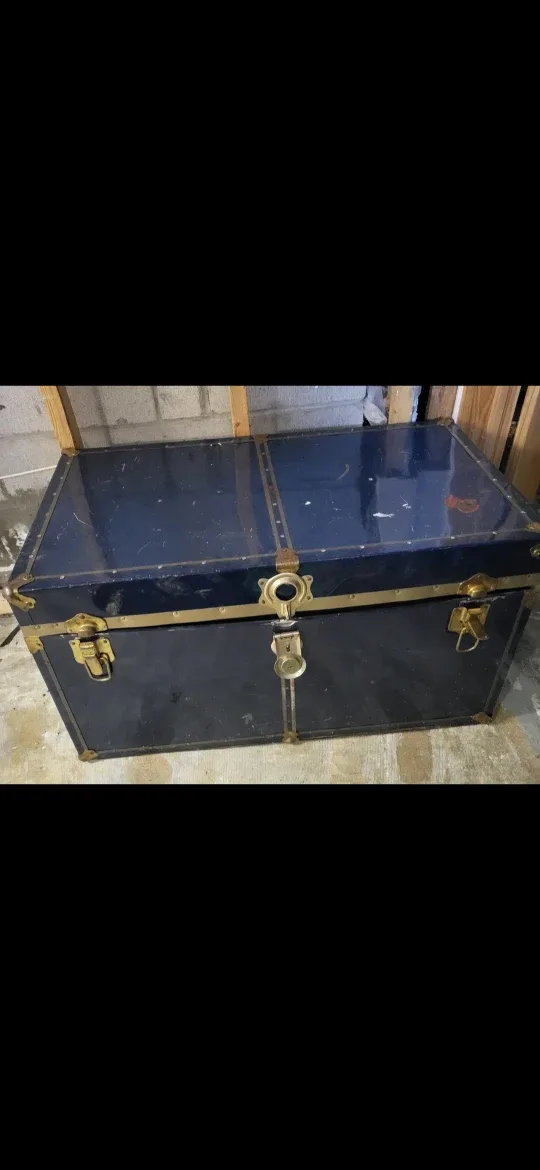 Vintage Blue Steamer Trunk