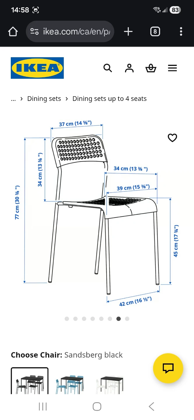IKEA Black Dining Table & 4 Sandsberg Chairs - photo 2