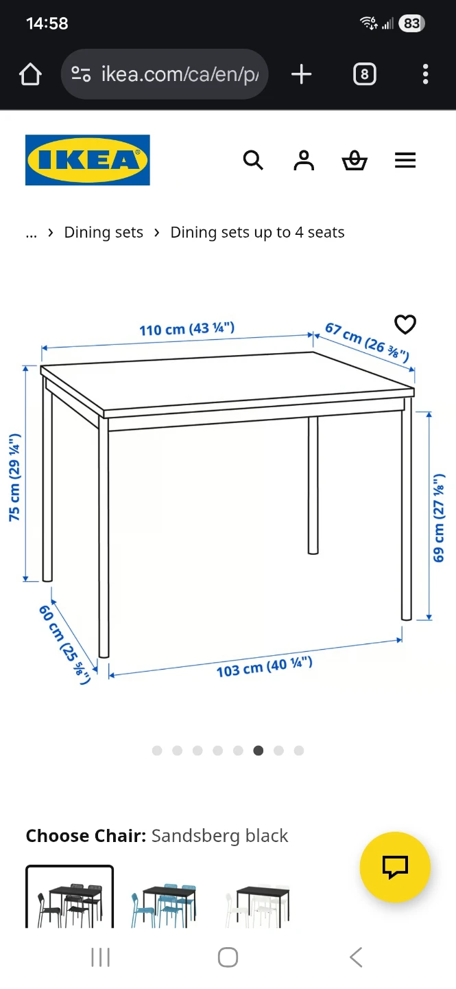 IKEA Black Dining Table & 4 Sandsberg Chairs - photo 3