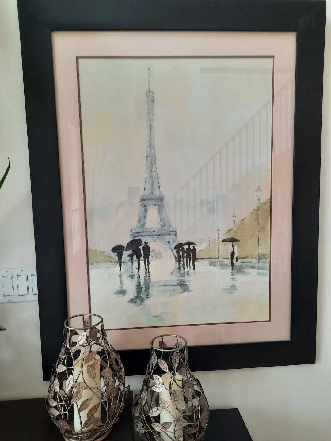Big Eiffel Tower glass picture frame 46.5"xW 37" worth over $350