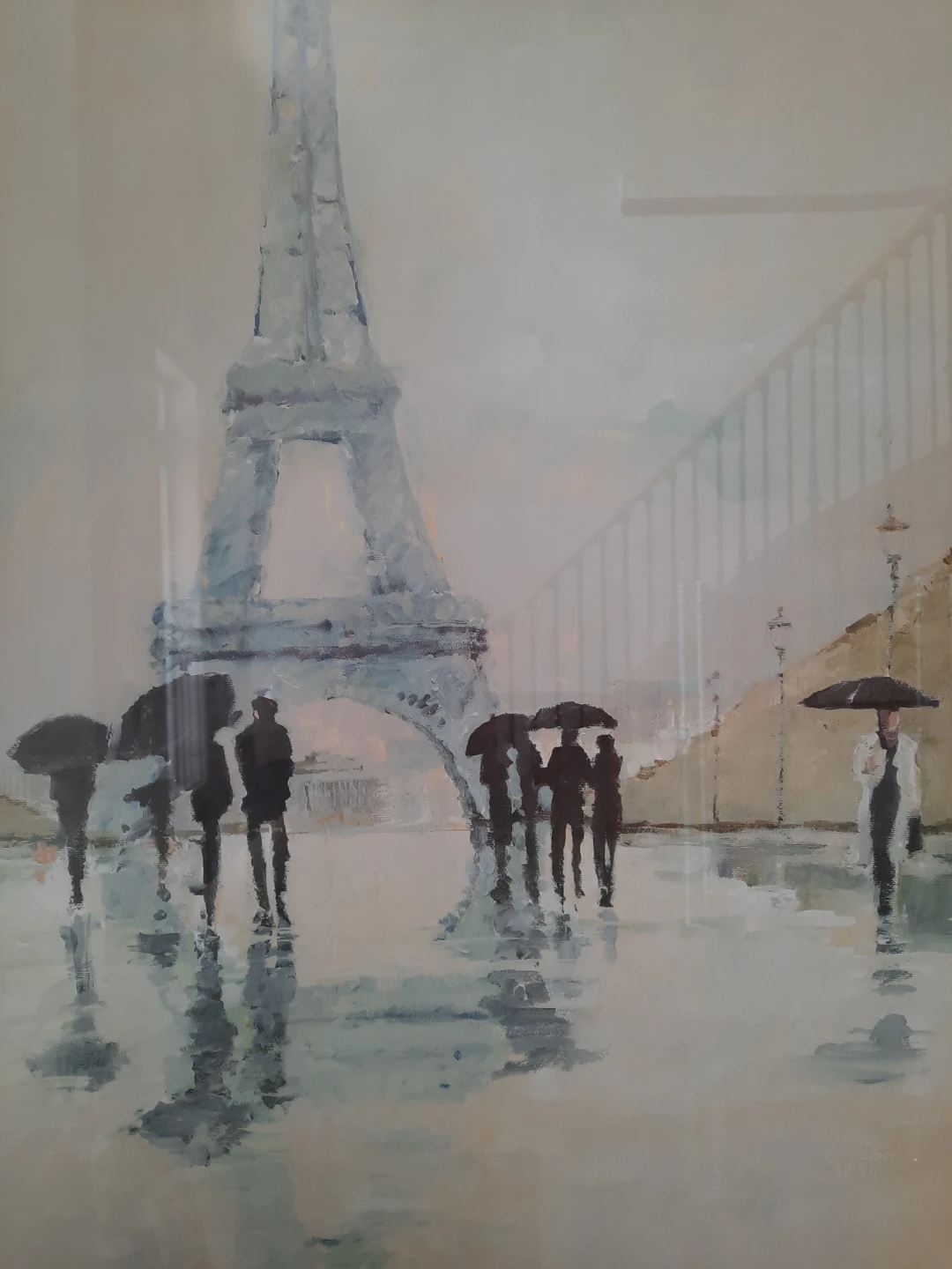 Big Eiffel Tower glass picture frame 46.5"xW 37" worth over $350 - photo 2