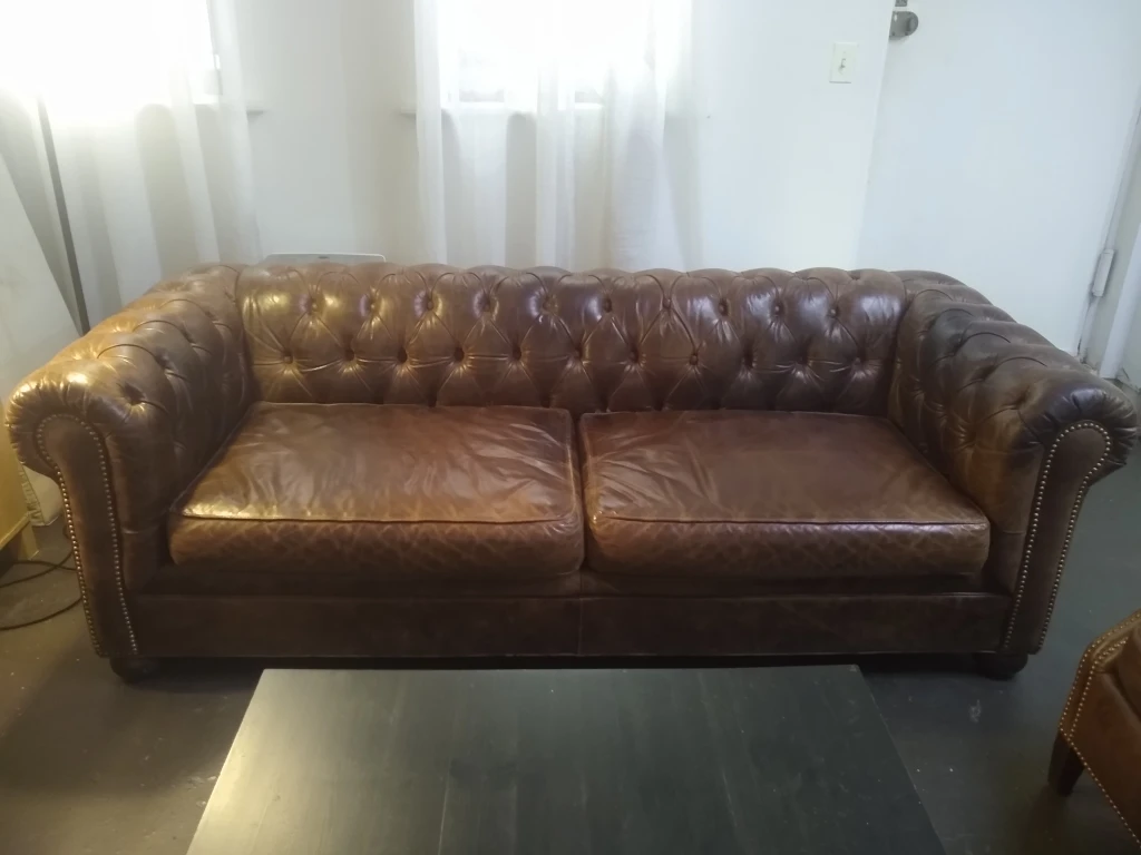 Brown Leather Chesterfield Sofa