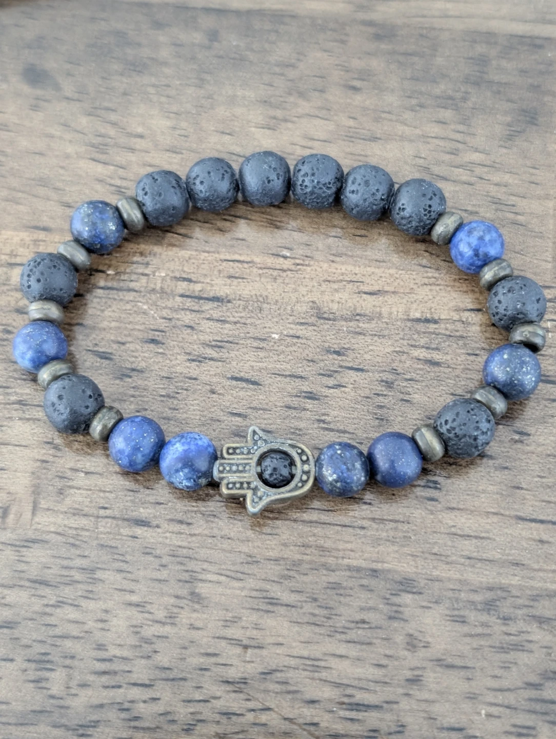 Prana Heart Lapis Lazuli Hamsa Mala Bracelet - photo 2