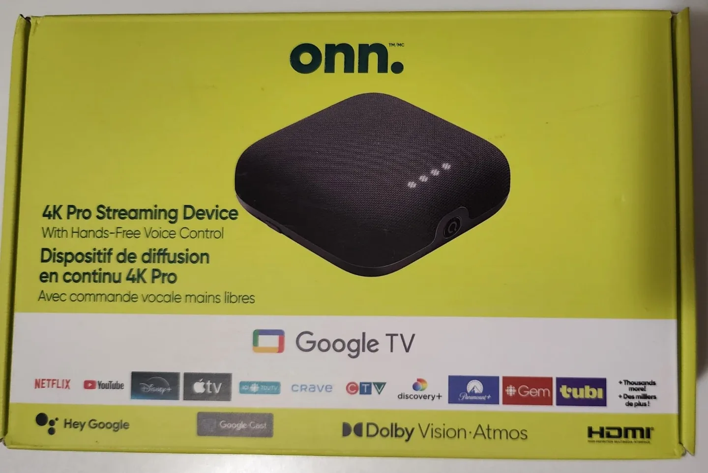 onn. 4K Pro Streaming Device - Google TV