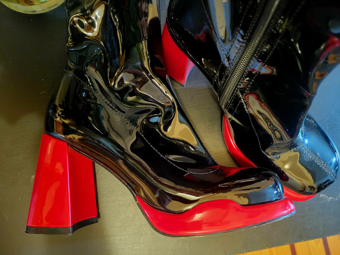 Black & Red Platform Ankle Boots