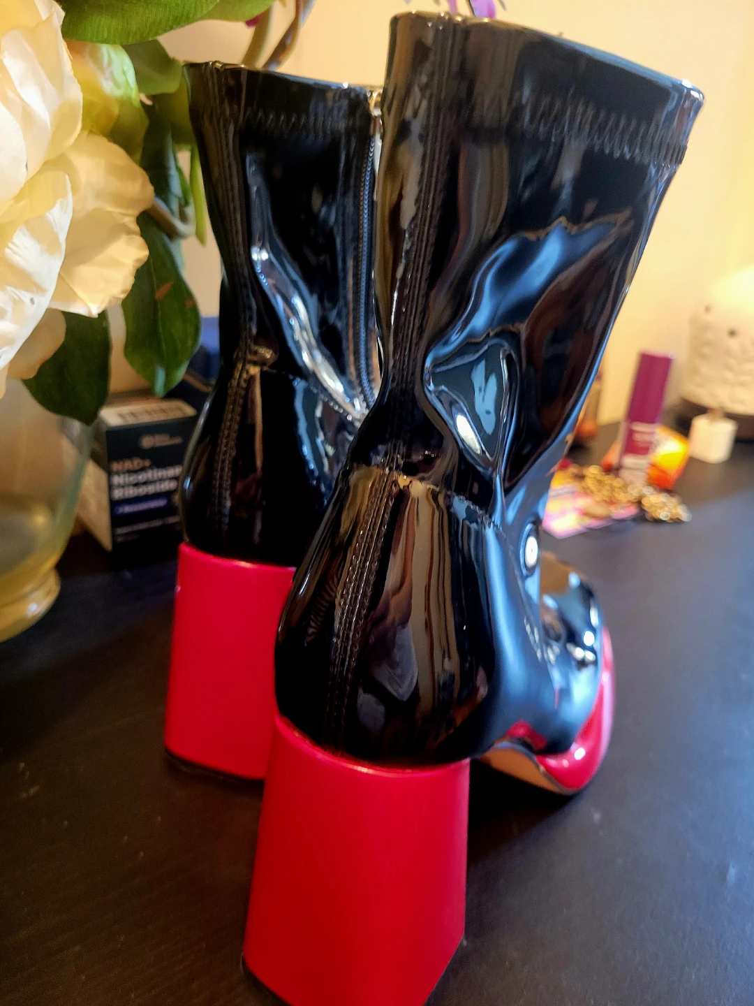 Black & Red Platform Ankle Boots - photo 5