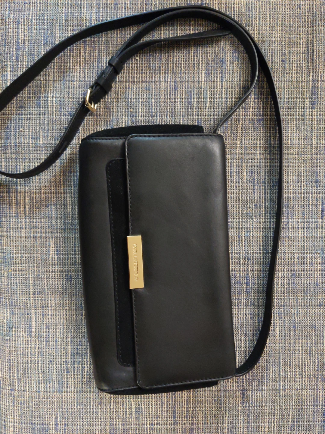 Karl Lagerfeld Black Leather crossbody bag - gold logo