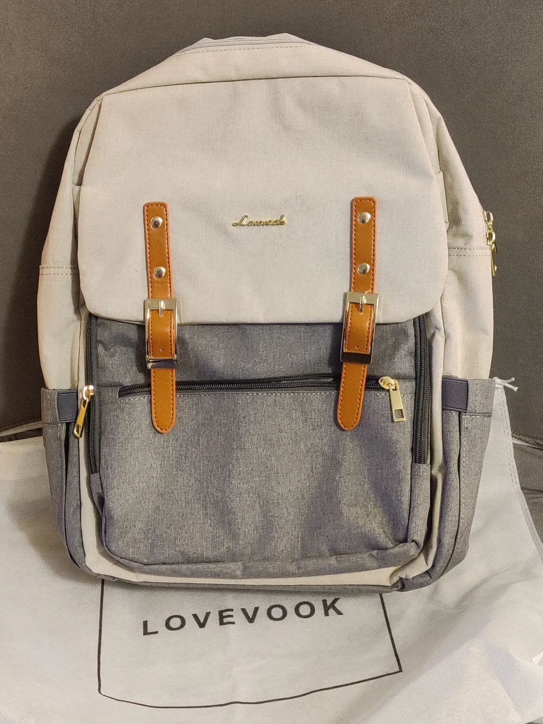 LOVEVOOK Laptop Backpack - Grey/Beige