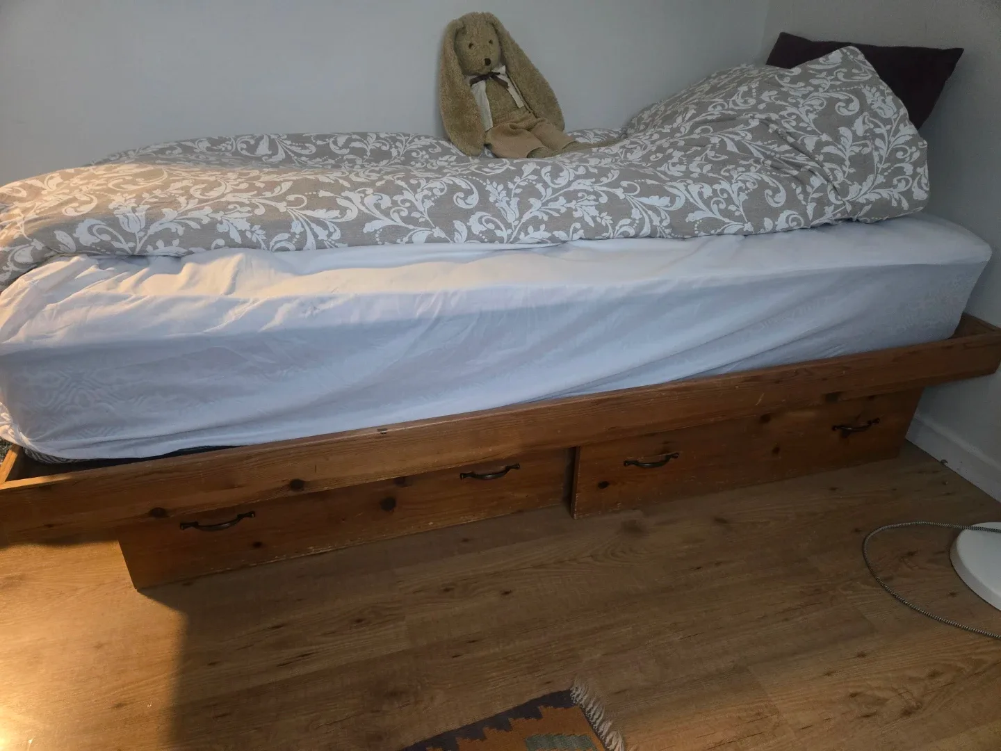 Twin bed frame with storage drawers