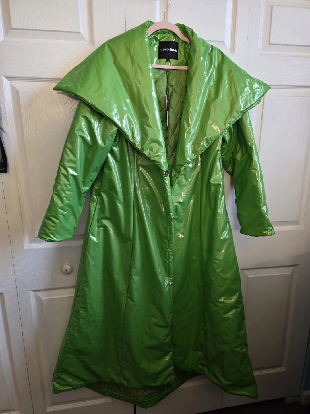 Fashion Nova Green Vinyl Coat