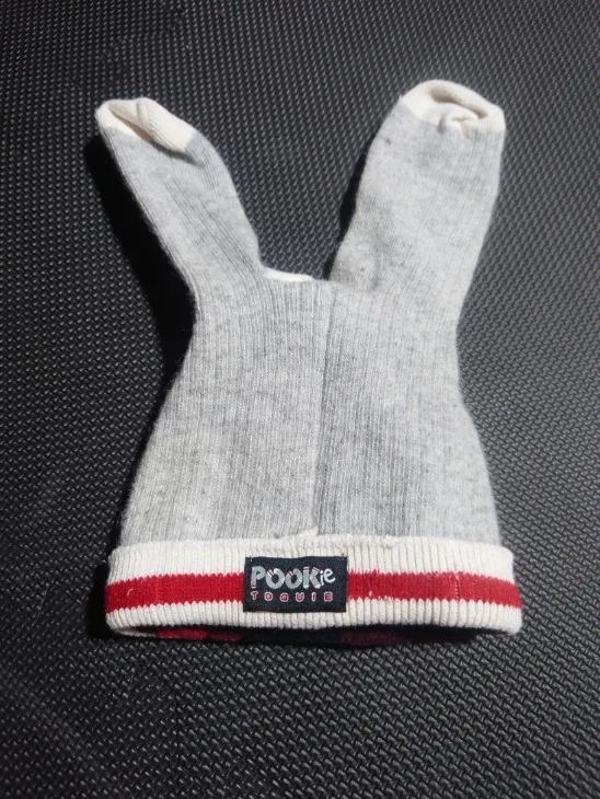 Pookie Toque Bunny Hat - Grey, Red & Black