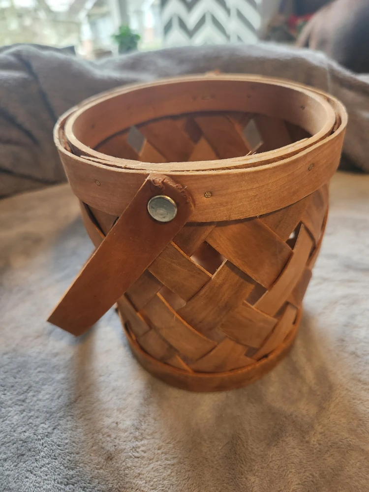 Wooden Woven Basket with Handle