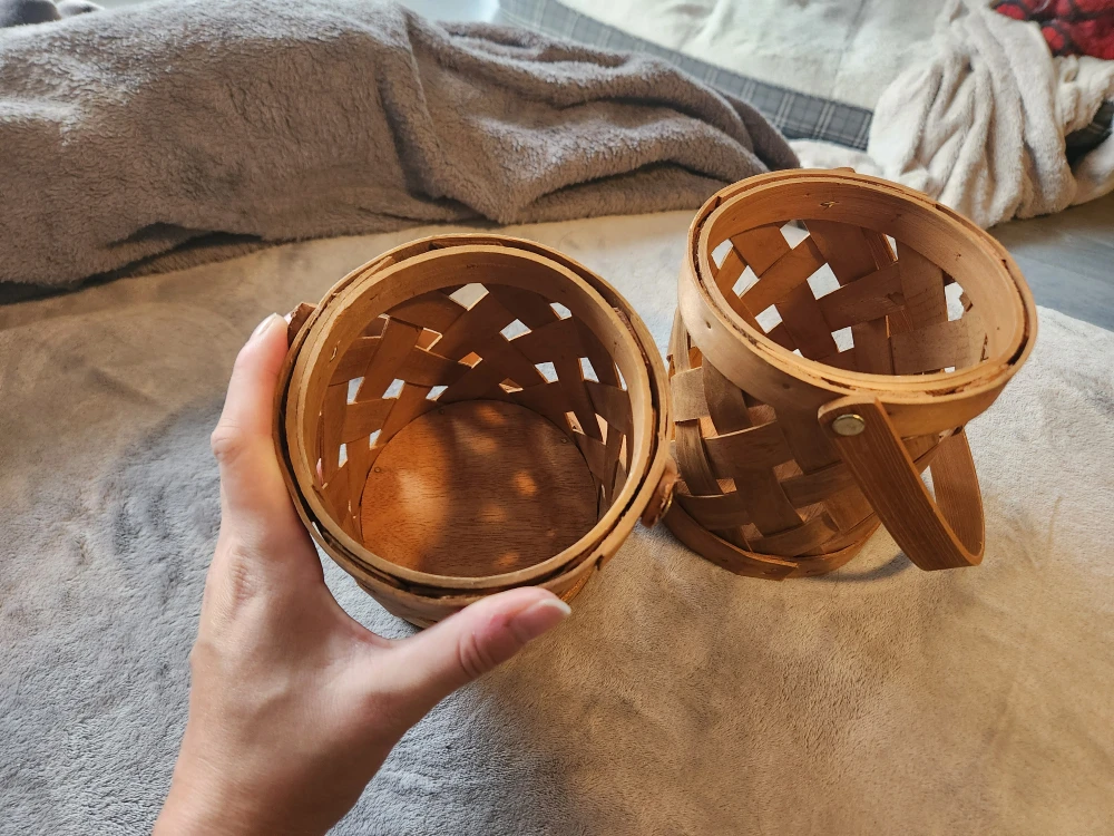 Wooden Woven Basket with Handle - photo 4