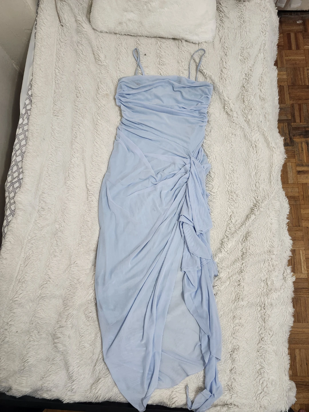 Light Blue Ruched Dress