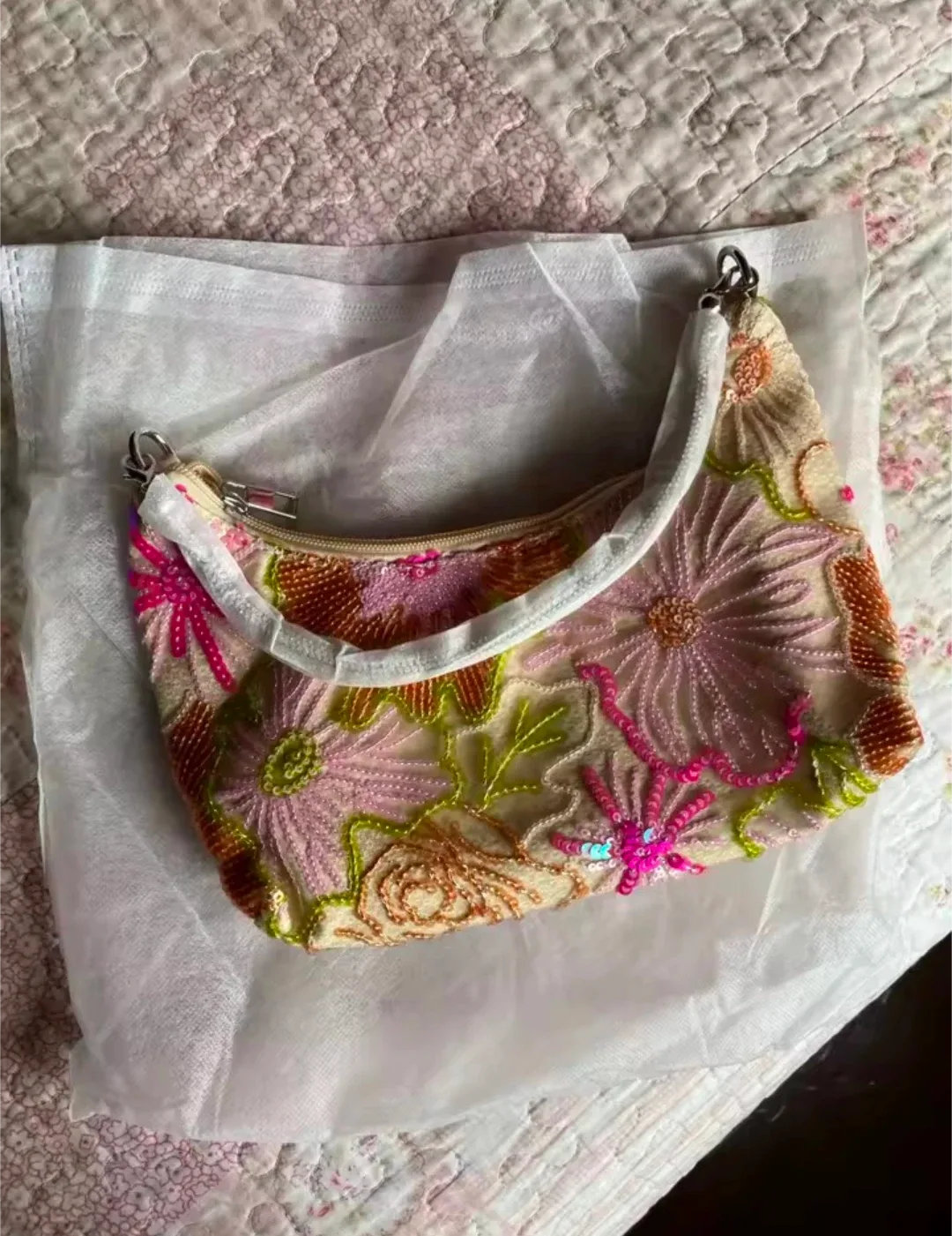 Beautiful colorful floral sequin purse