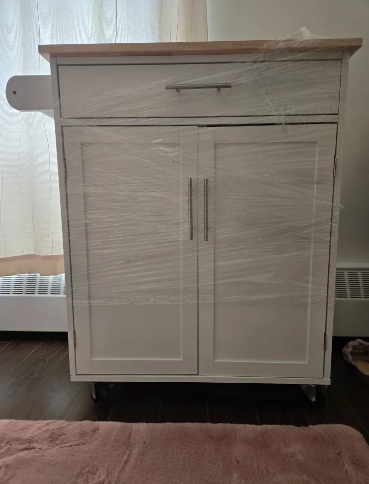 Kitchen Island Cart - White with Wood Top
