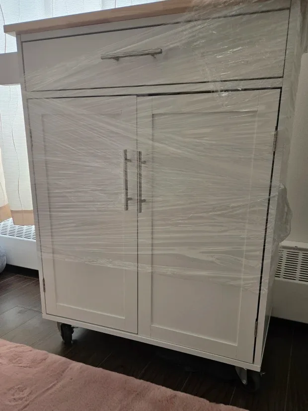 Kitchen Island Cart - White with Wood Top image indicator(2)