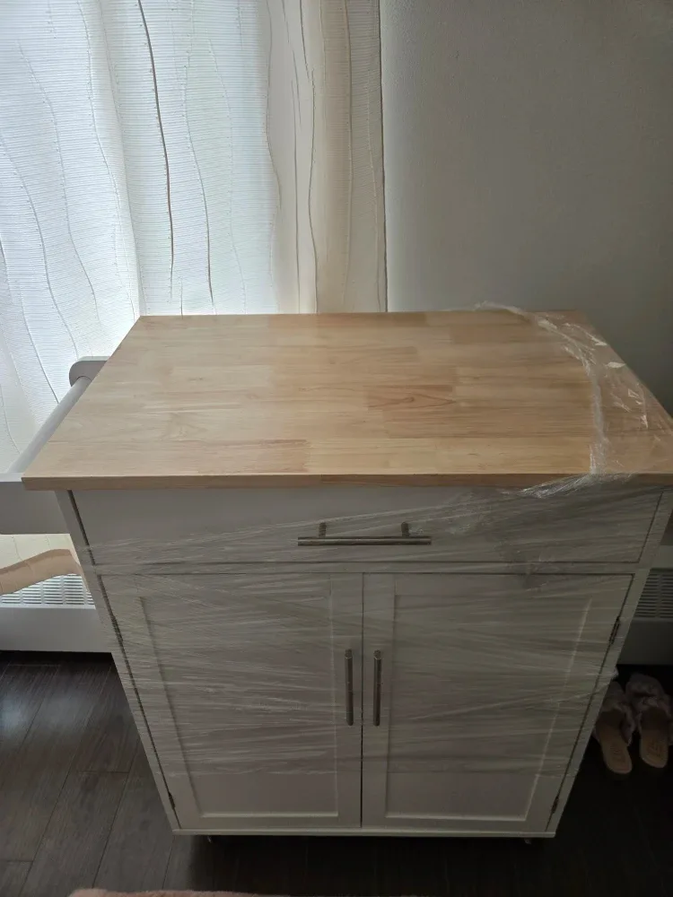 Kitchen Island Cart - White with Wood Top image indicator(4)