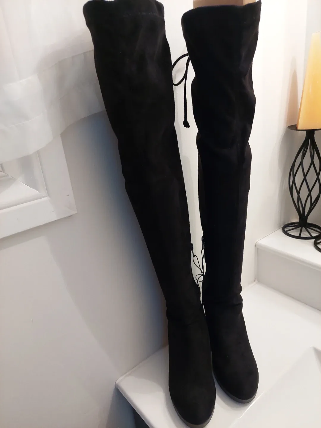 Refuge Black Thigh High Boots - Size 7 #Cleanout