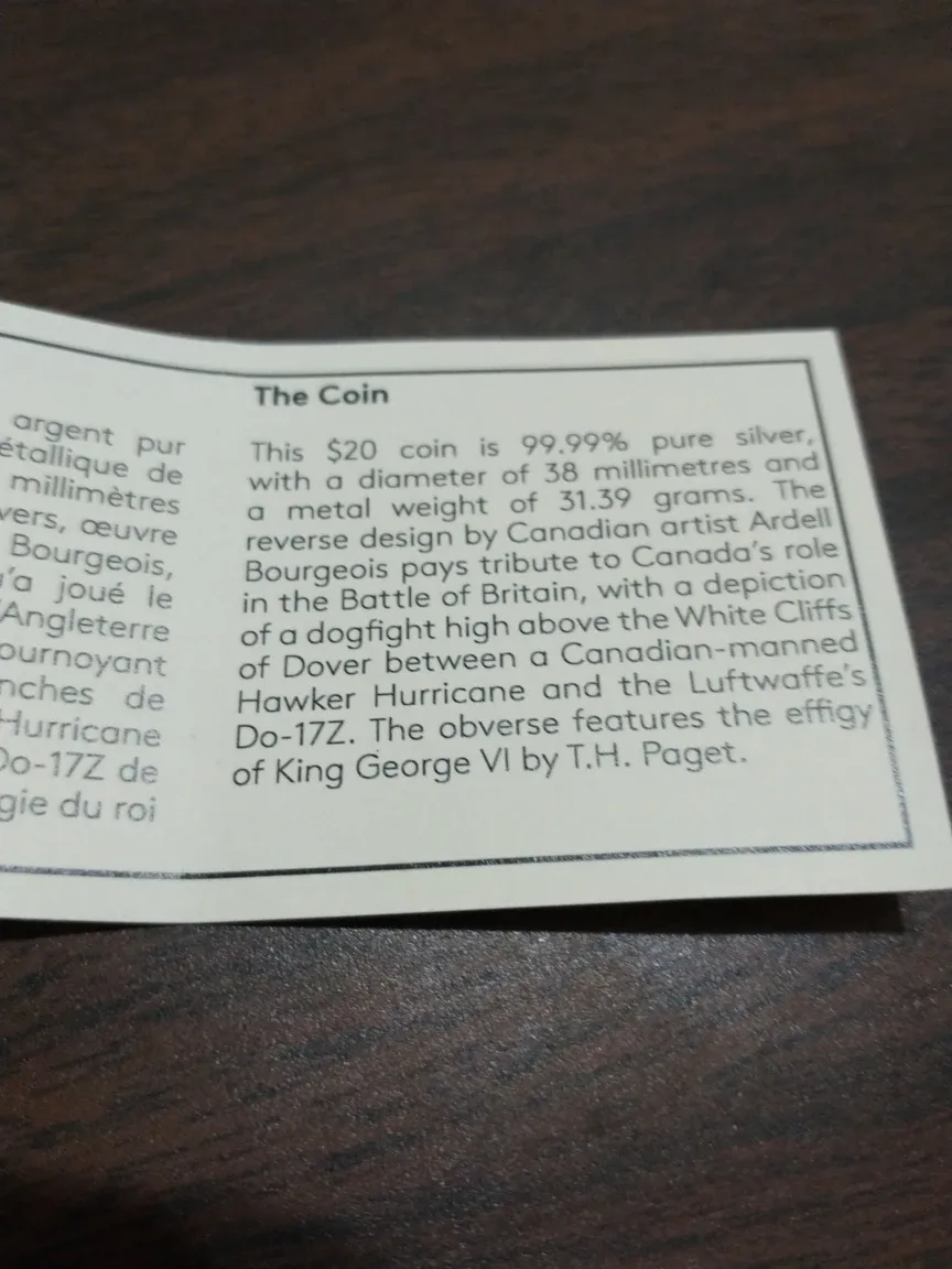 $20 RCM Second World War series - Battle of Britain proof silver image indicator(6)