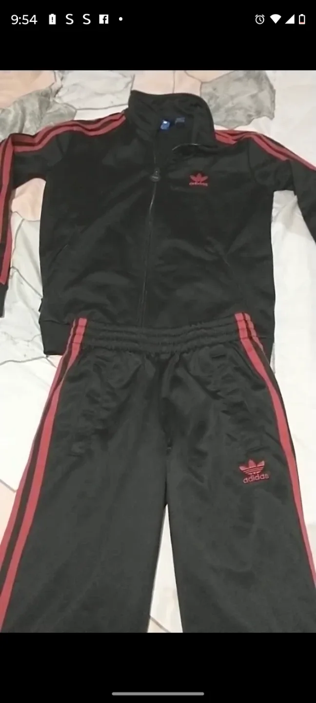 Adidas Tracksuit - Black & Red, Size S