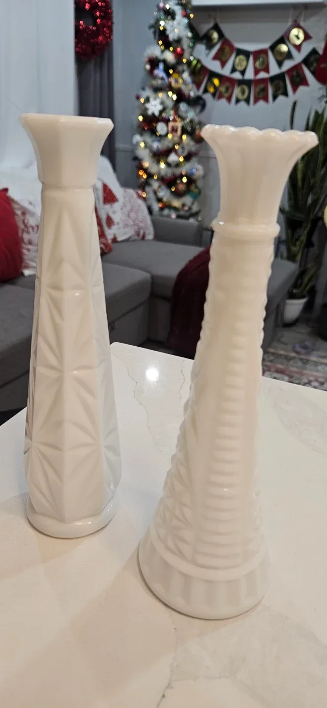 Vintage Milk Glass Vases - Set of 2 image indicator(3)