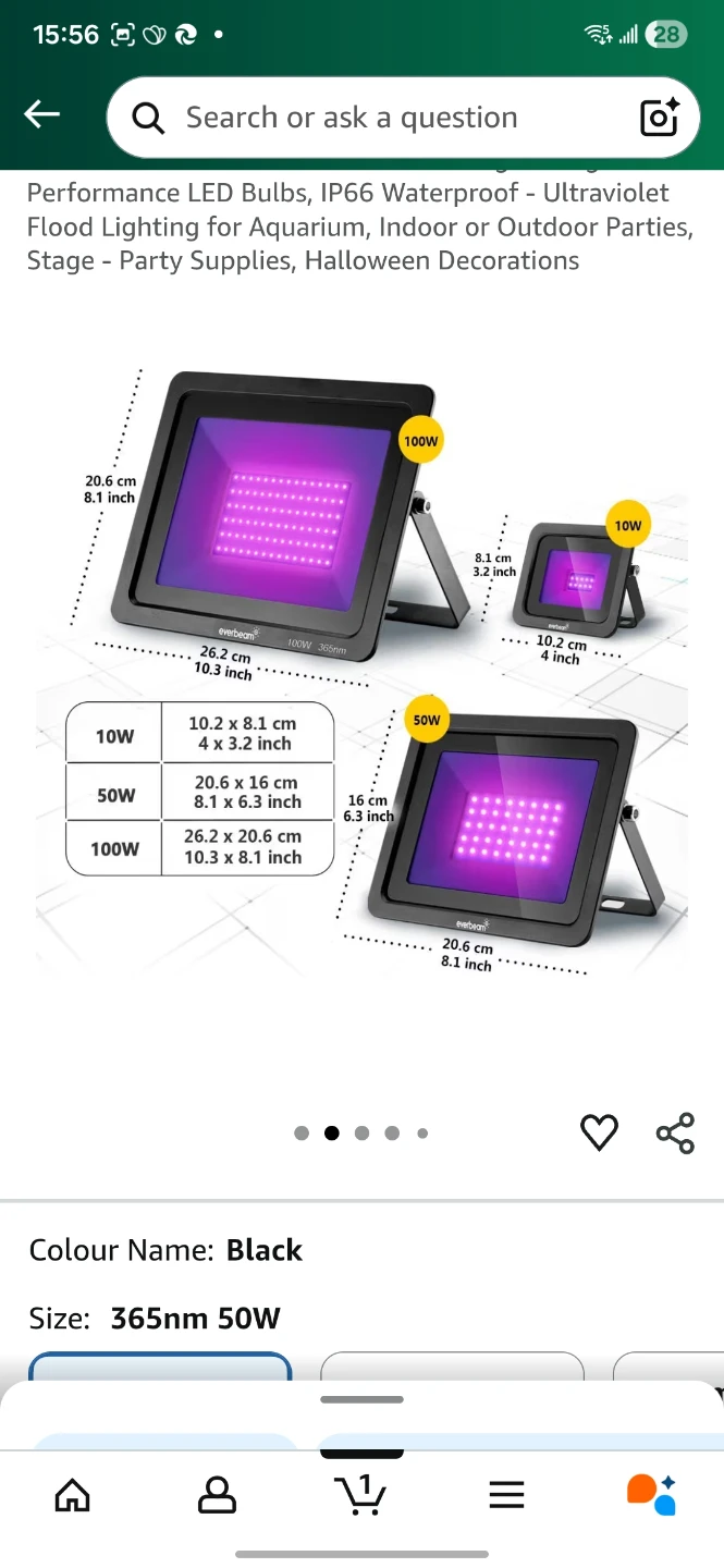 Everbeam 365nm 50W UV LED Black Light - Black - photo 3