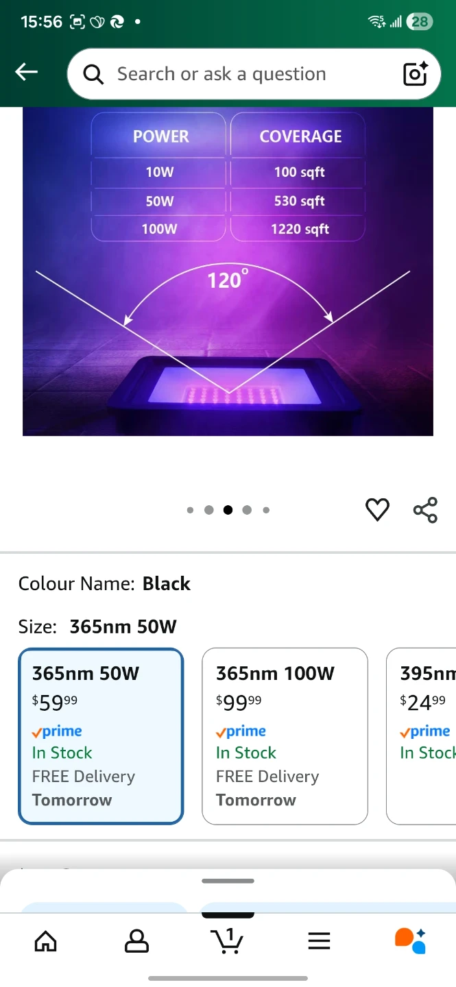 Everbeam 365nm 50W UV LED Black Light - Black - photo 5