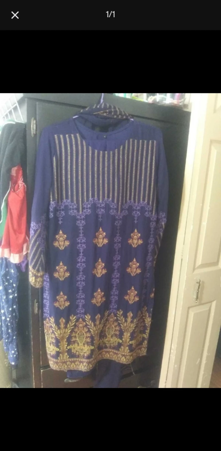 Blue Embroidered Kurti Shalwar Kameez