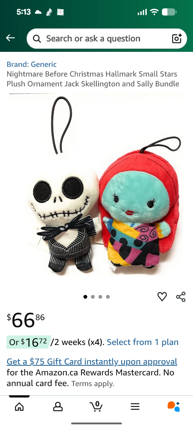 Nightmare Before Christmas Jack & Sally Plush Ornaments - photo 5