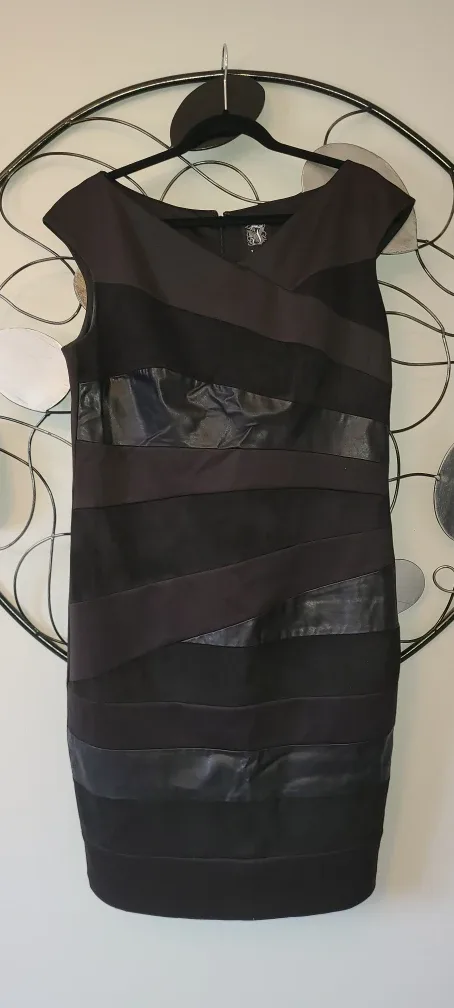 Jax Black Faux Leather & Suede Dress - Sz. 14