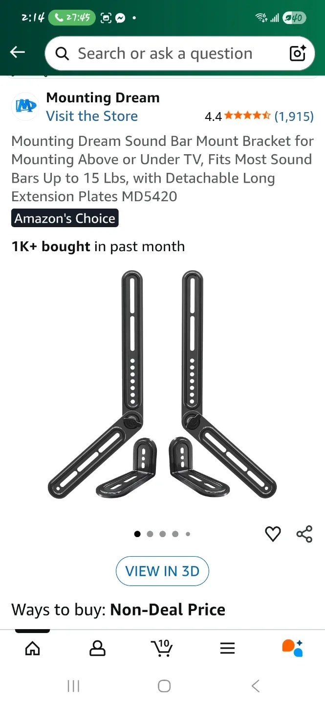 Mounting Dream Sound Bar Mount MD5420