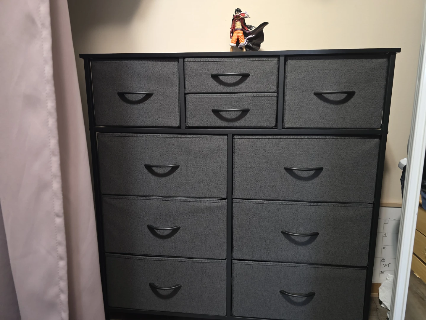 Grey Fabric Dresser Storage Tower
