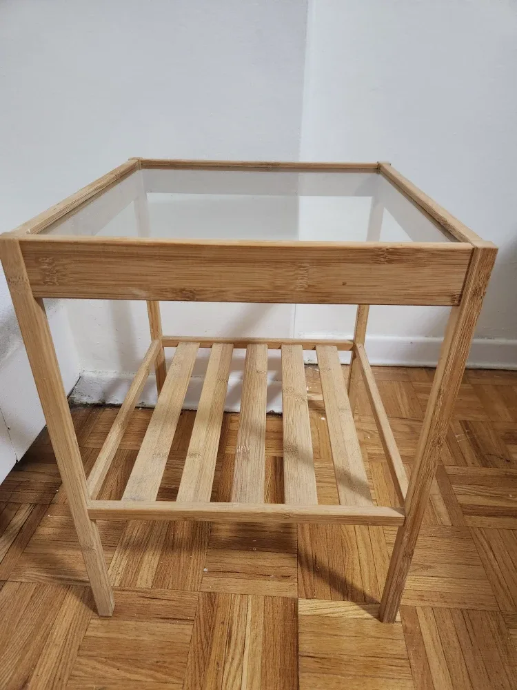 Bamboo Side Table with Glass Top