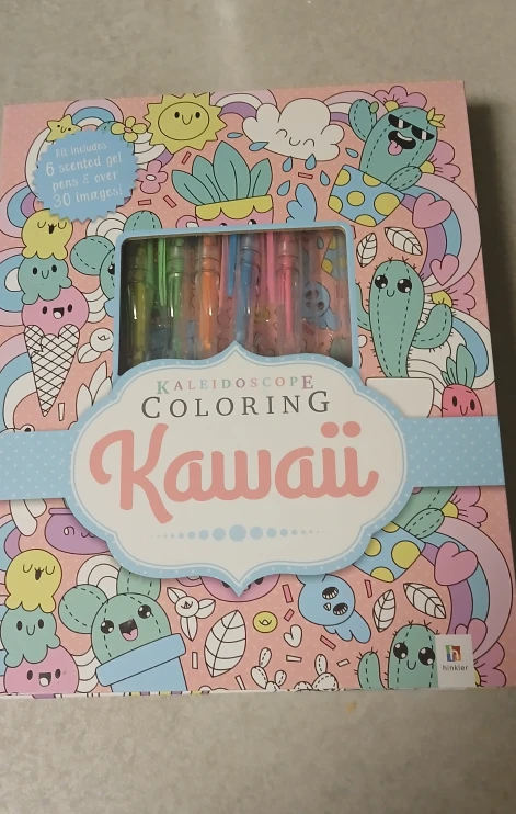 Kaleidoscope Coloring Kawaii with 6 Scented Gel Pens
