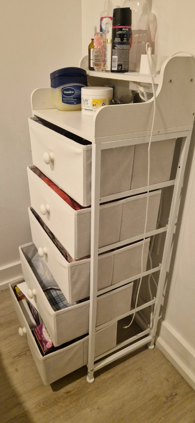 White 5-Drawer Storage Tower