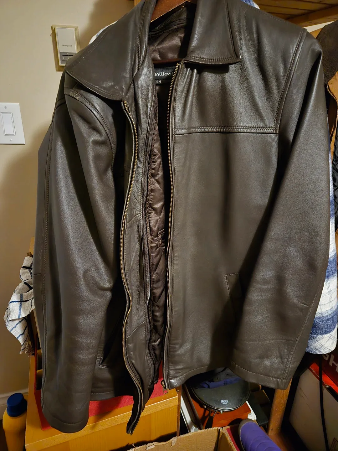 Ocean West Brown Leather Jacket Size 44