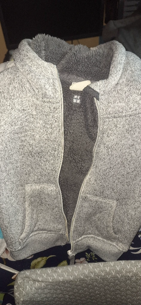 Nevis Gray Zip-Up Hoodie with Sherpa Lining