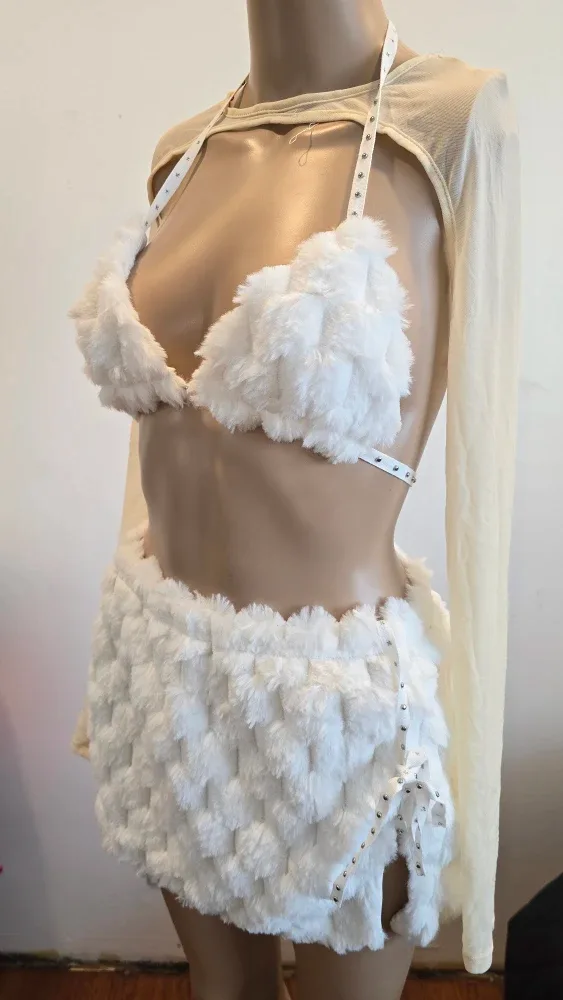 White Faux Fur 3-Piece Set xs #Cleanout