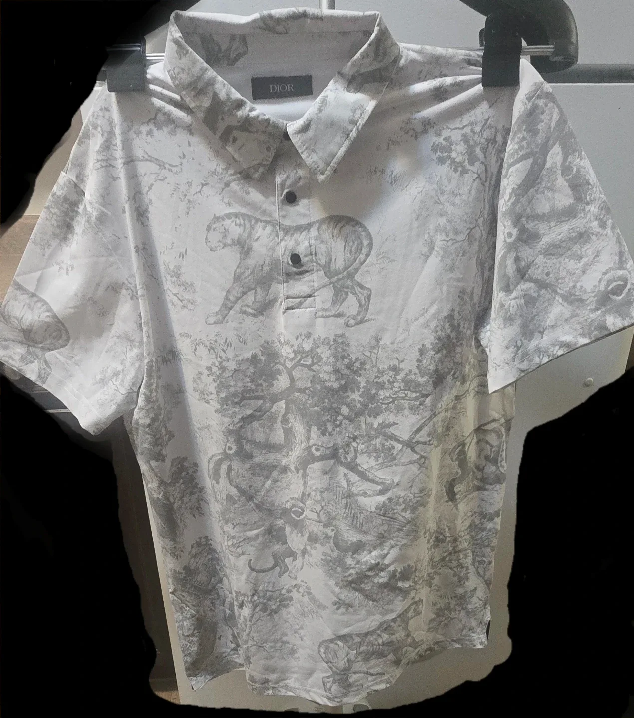 Dior XL Polo Shirt - White with Graphic Design