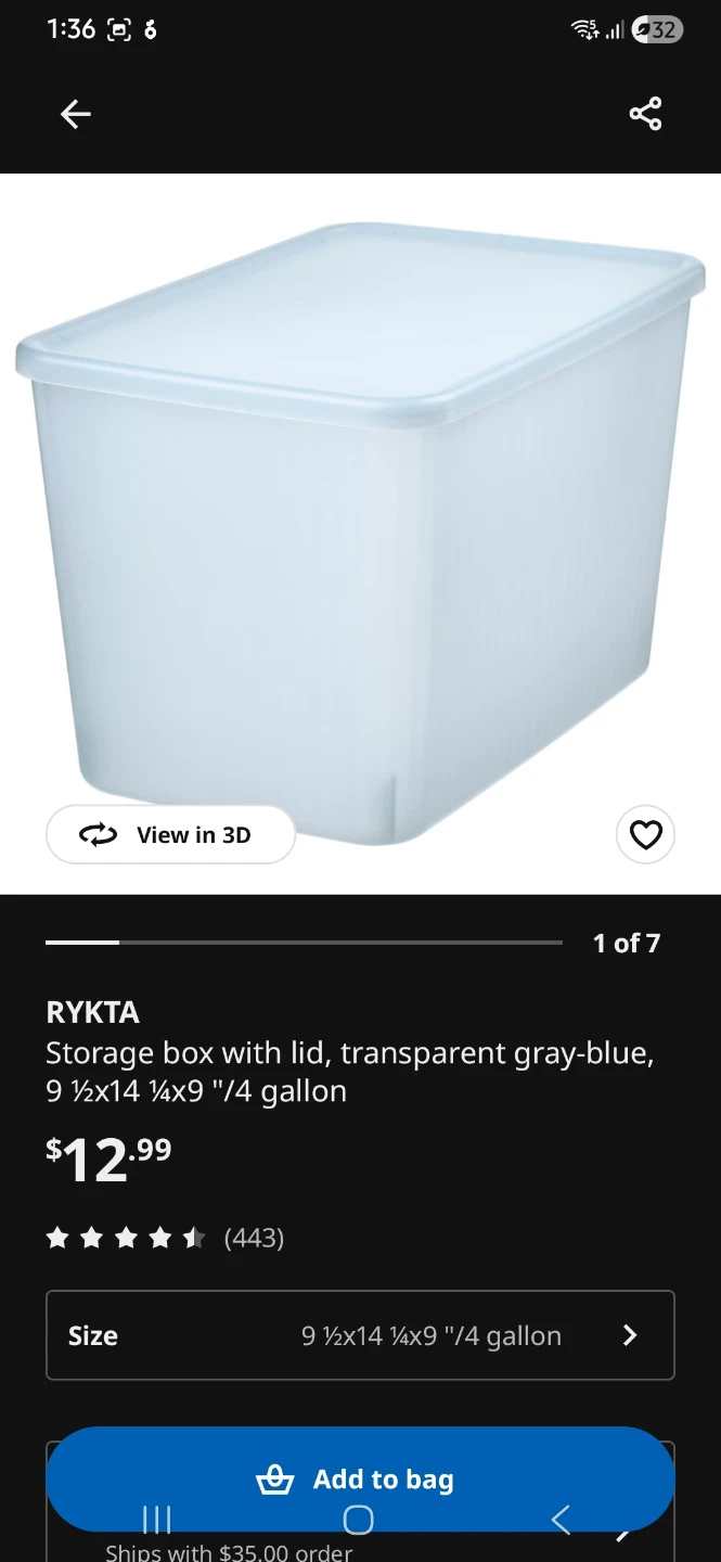 IKEA Rykta Storage Box with Lid, Gray-Blue