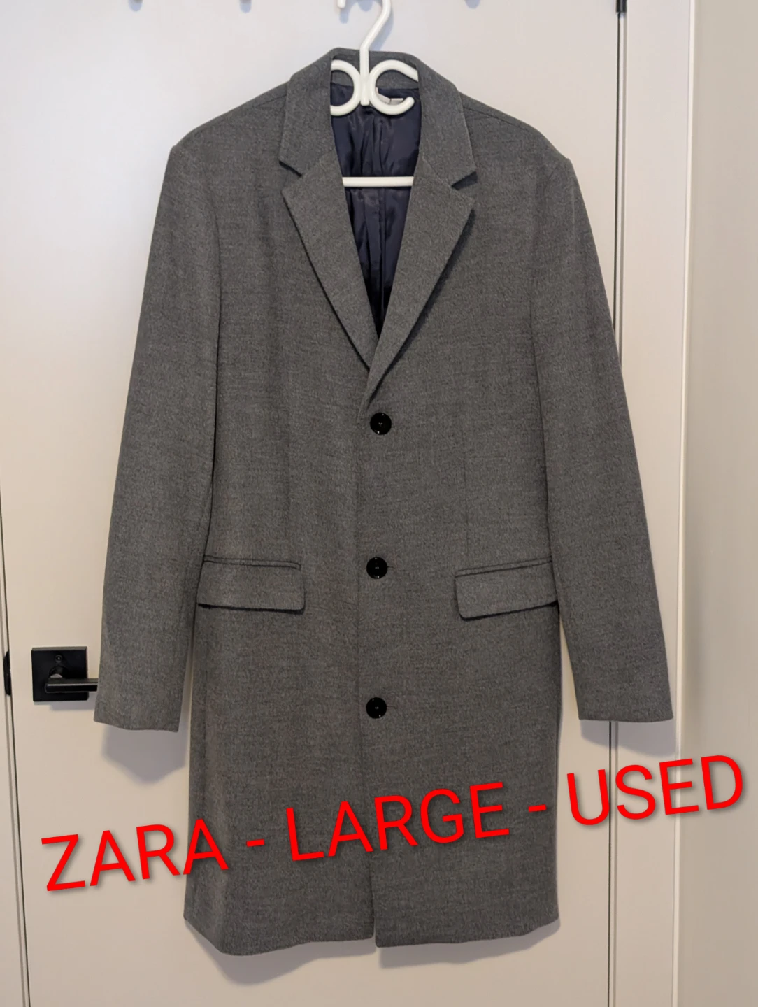 Zara Grey Overcoat - Size Large