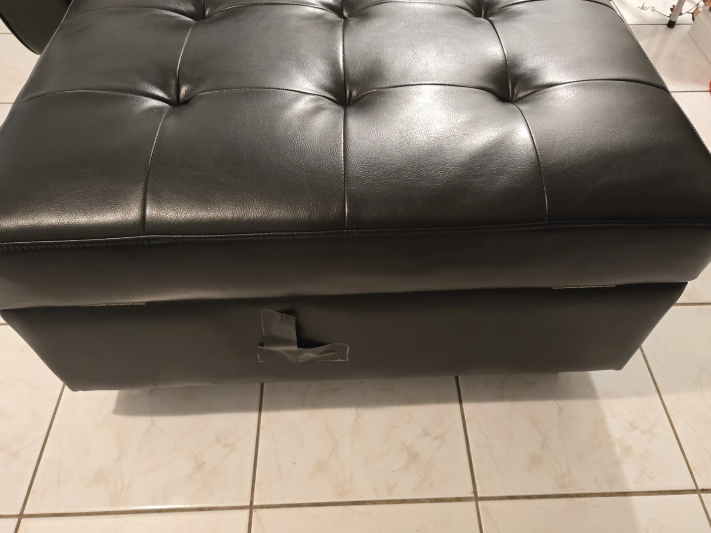 Black Leather Loveseat Recliner with Ottoman - photo 4