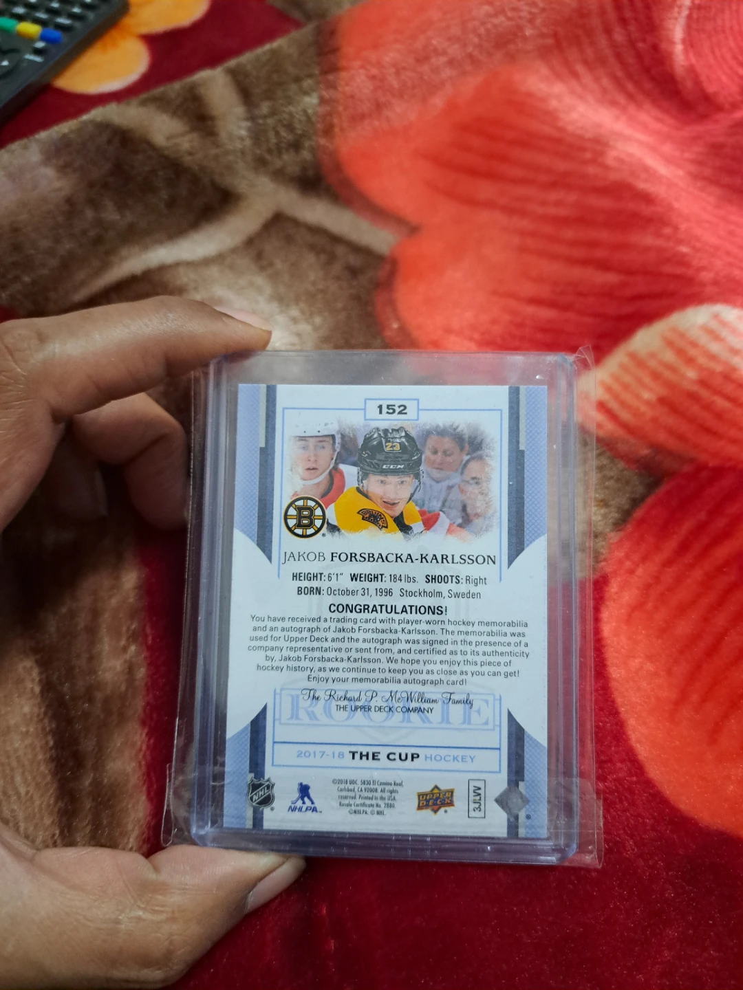 Jakob Forsbacka-Karlsson Rookie Hockey Card - photo 2