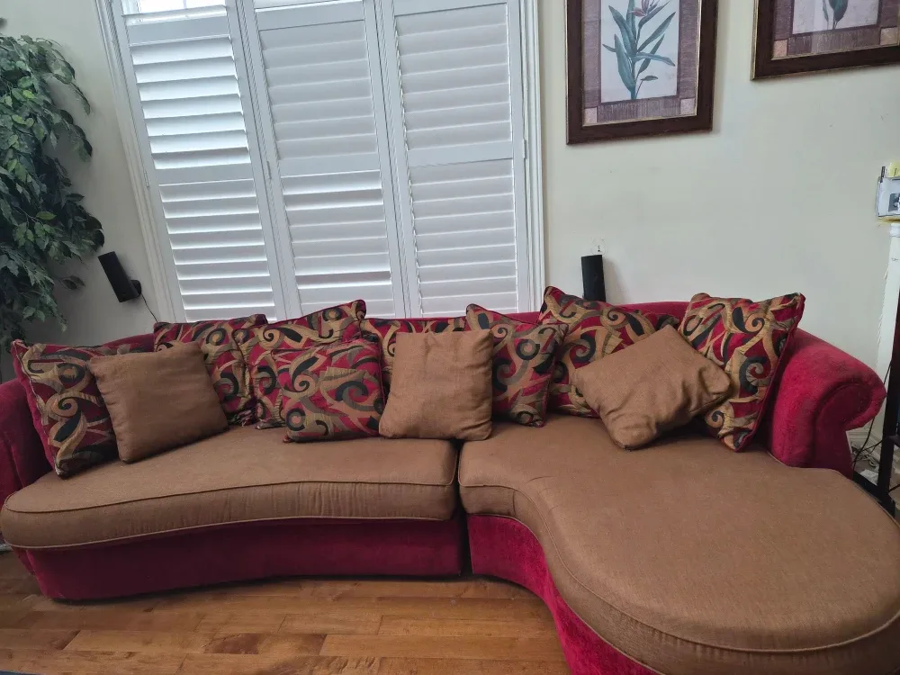 Red & Brown Sectional Sofa image indicator(2)