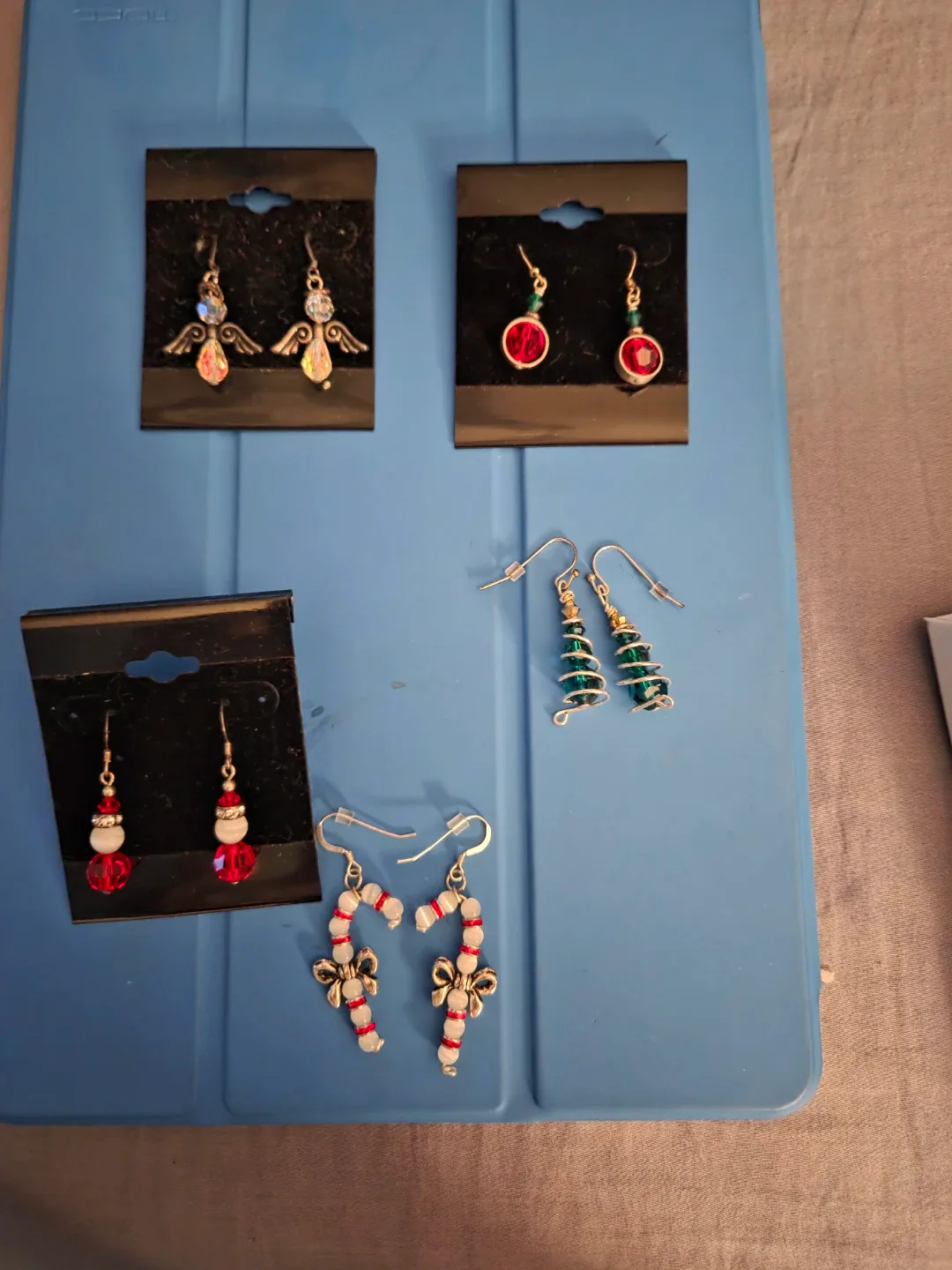 Handmade Christmas Earrings - Angel, Candy Cane, Tree