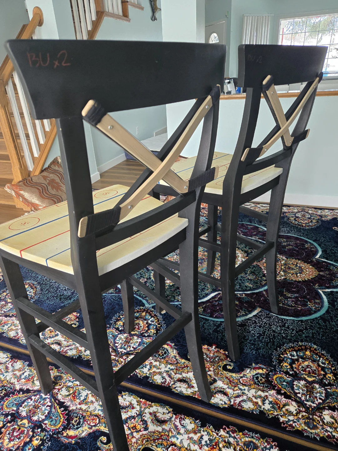 Hockey Rink Design Bar Stools - Set of 2