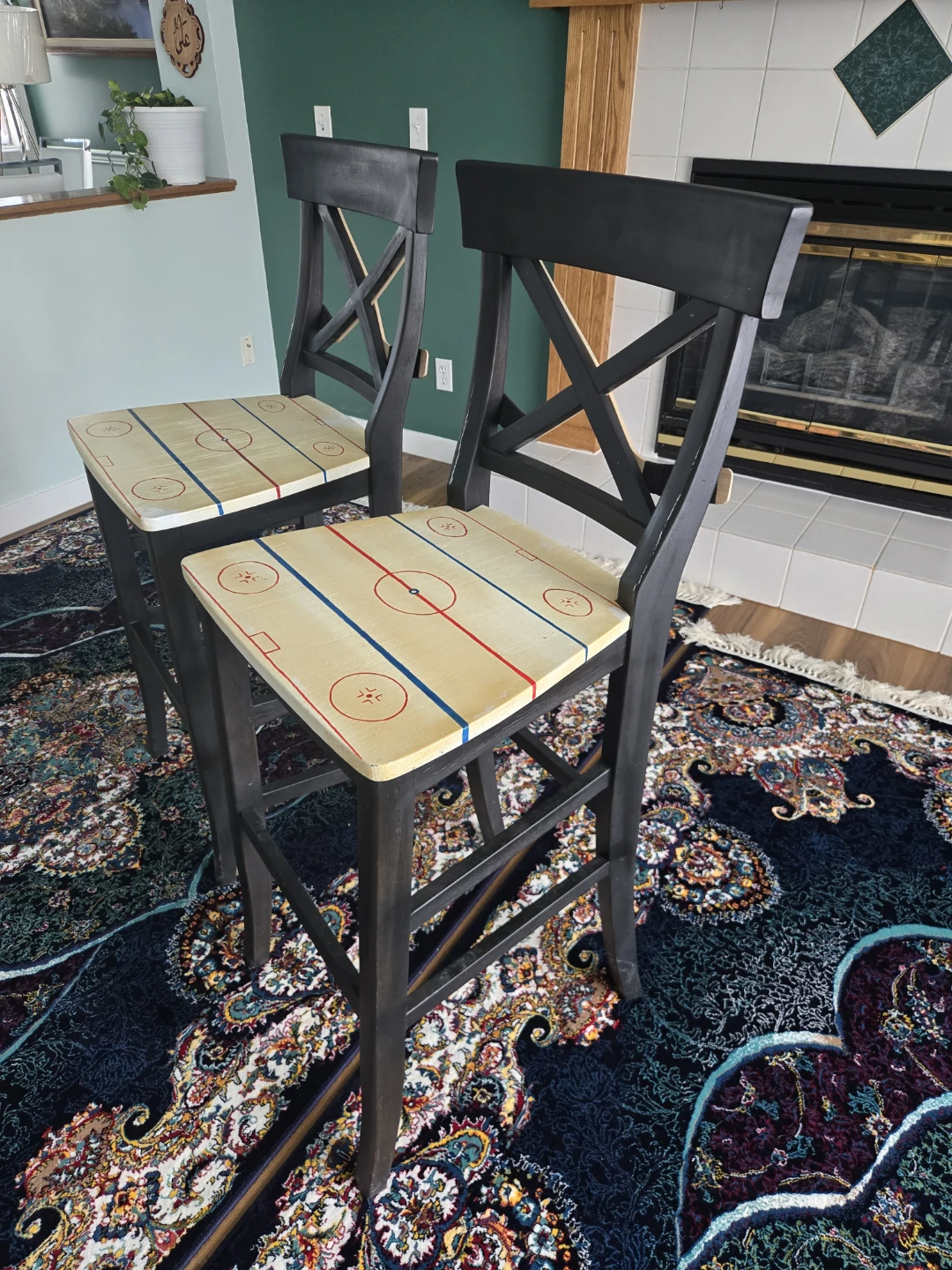 Hockey Rink Design Bar Stools - Set of 2 - photo 2